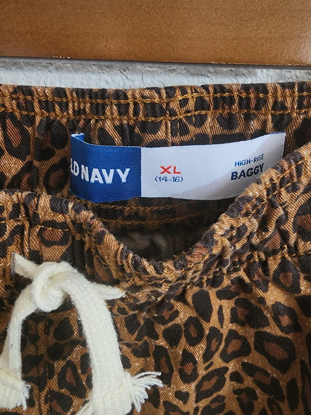 Old Navy Girls High-Rise Baggy Wide Leg Pants Leopard Print XL 14-16
